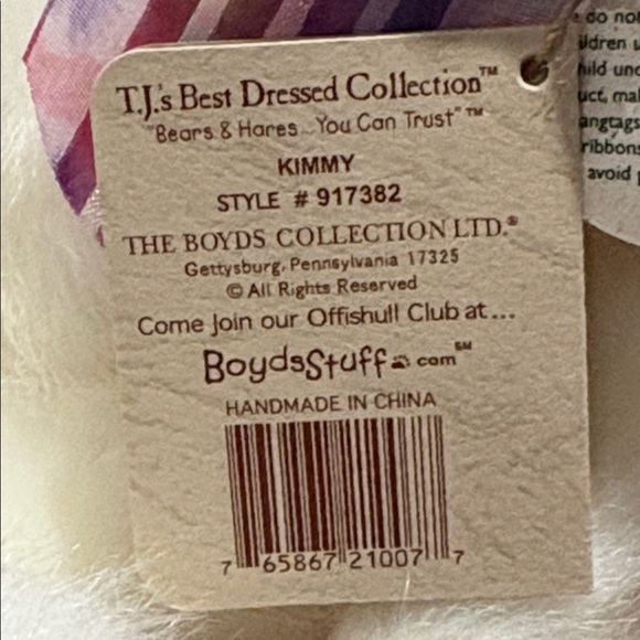 Boyds Bears Kimmy White Teddy Bear with Easter Egg on Foot - Picture 4 of 15